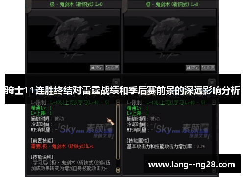 骑士11连胜终结对雷霆战绩和季后赛前景的深远影响分析