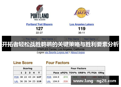 开拓者轻松战胜鹈鹕的关键策略与胜利要素分析